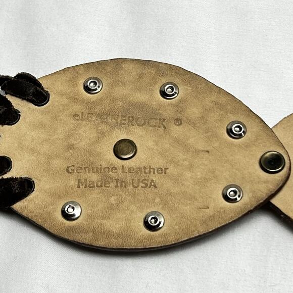 Leatherock Wide Brown Mixed Leather Ovals Joined Belt Boho 2059 M/L Fringe Tie - Picture 7 of 14